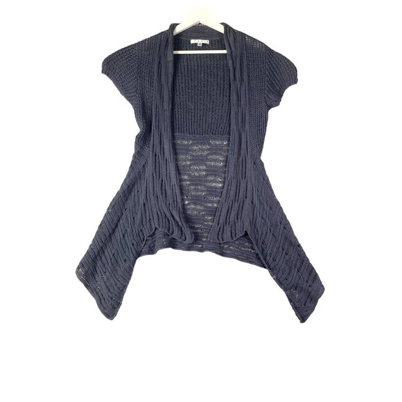 CABI Open Knit Sweater Cardigan Womens SZ M Croc‎ Linen Cotton Ramie Coquette - Picture 1 of 8